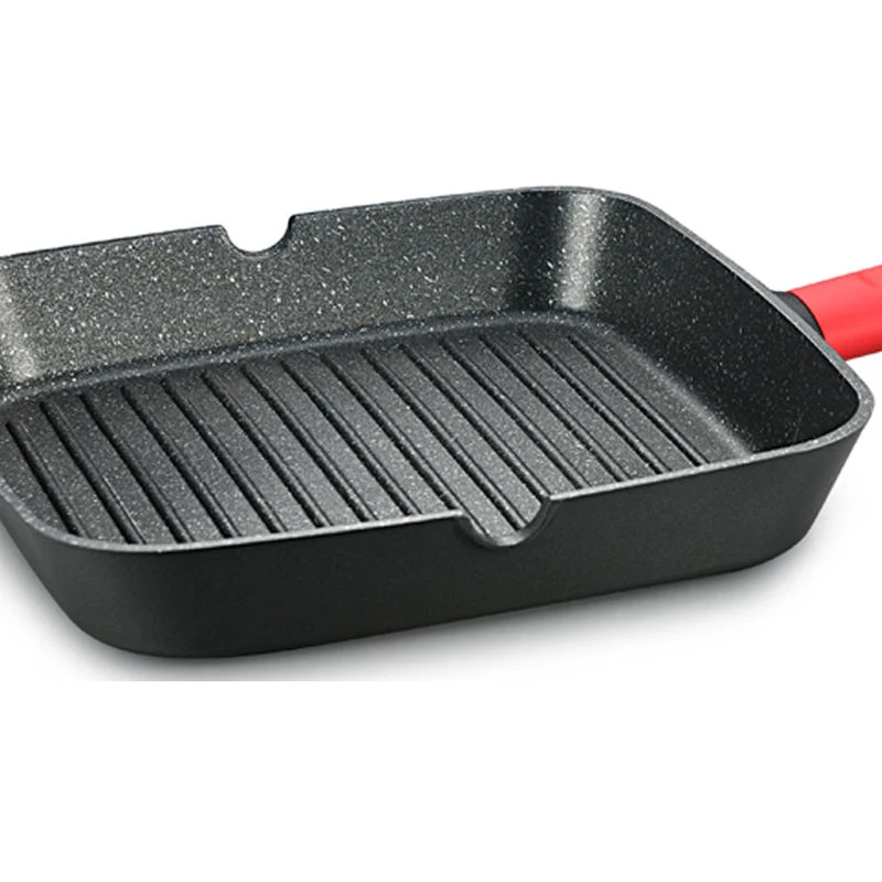 28cm Die Cast Aluminum Grill Pan Steak Egg Fry Pan Induction Bottom Cookware Griddles&Grill Pans